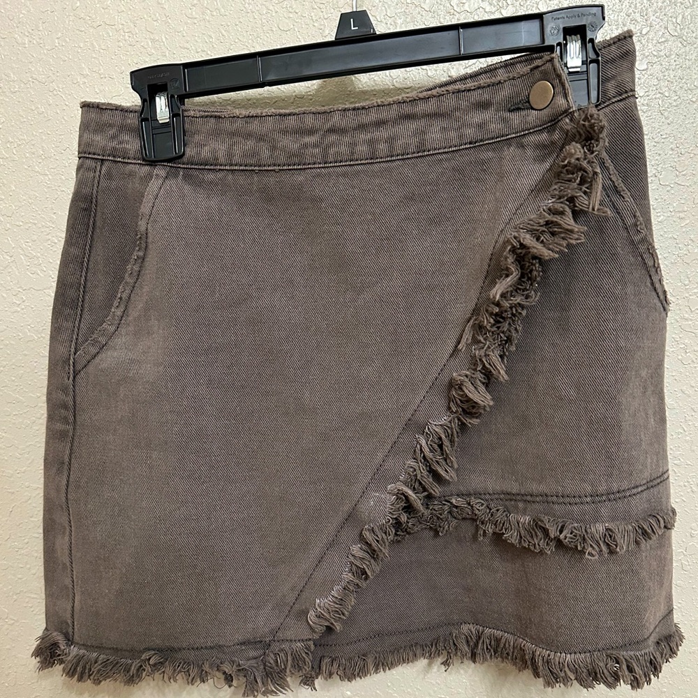 Mustard Seed grey denim wrap skirt with pockets